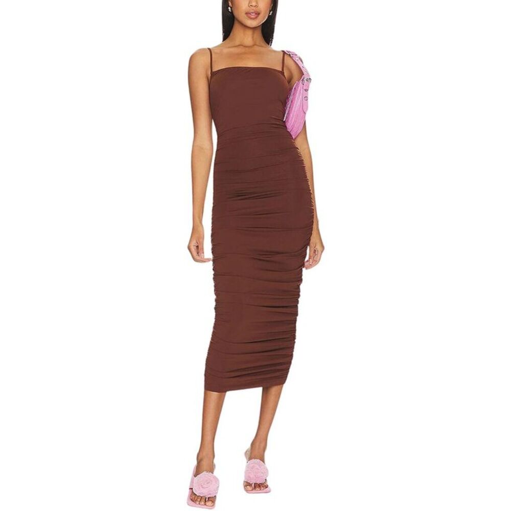 Ow Womens  Ezra Midi Dress, Brown